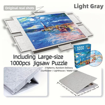 Portable Puzzle Board with Anti-Slip Surface, Fits 1000 & 1500 Piece Puzzles, Jigsaw Puzzle Table for Storage & Family Game Night