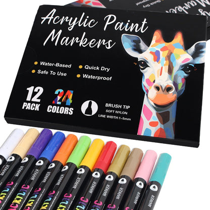 Double-Ended Acrylic Paint Pen Set with Brush and Fine Tips in 48- or 72-Piece Checkout Options