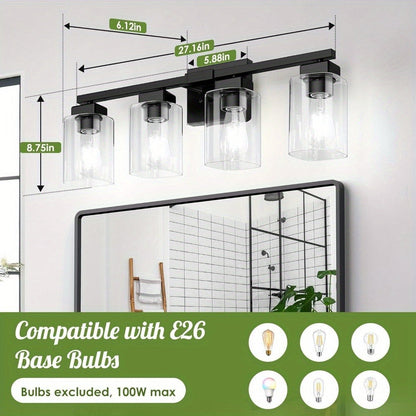 Modern Black Vanity Light Bar Wall Sconce Bathroom Fixture 3 4 5 Light Over Mirror Bedroom for Entryways, Bedrooms and Living Spaces