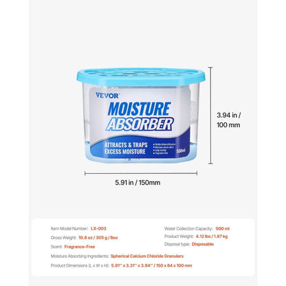 Moisture Absorber Boxes 6 Pack 500ml Calcium Chloride Dehumidifier Box Fragrance Free for Home Cooking, Dining and Outdoor Meals