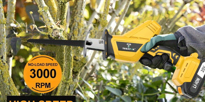 Electric Reciprocating Saw Cordless with LED Light & Safety Lock, Multi-Purpose Cutting Tool with Replaceable Blades