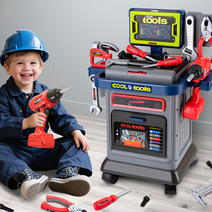 Kids Tool Kit 41pcs with Folding Workbench & Electric Drill Toy, STEM Engineering Playset with Storage