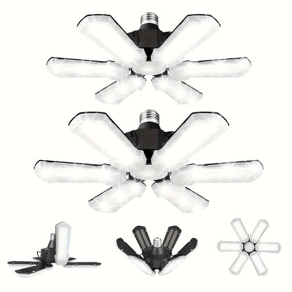 LED Garage Lights 25000LM Deformable, 250W Equivalent E26/E27 Screw-In Ceiling Shop Light with 6+1 / 8+1 Adjustable Panels for Garage