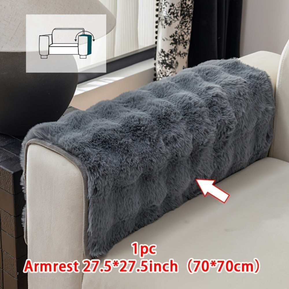 Sofa Cover Thick Faux Rabbit Plush Panels with Backing Detail for Seat, Armrest, Backrest or Pillowcase