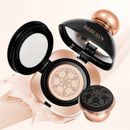 Air Cushion CC Cream Concealer Foundation MERCILEN Buildable Coverage Natural Dewy Finish, for Makeup, Travel and Everyday Vanity Use