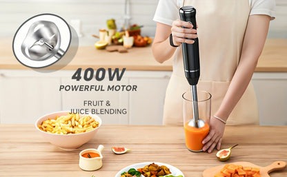 400W Immersion Blender with Two-Button Control, Detachable Shaft and 38 cm Black Handheld Body