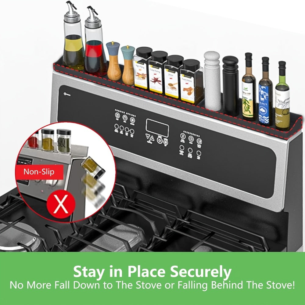 Magnetic Stove Top Shelf Organizer Silicone Spice Rack 30 Inch Heat Resistant Flexible Over Oven Kitchen Storage Organizer Strong Magnetic