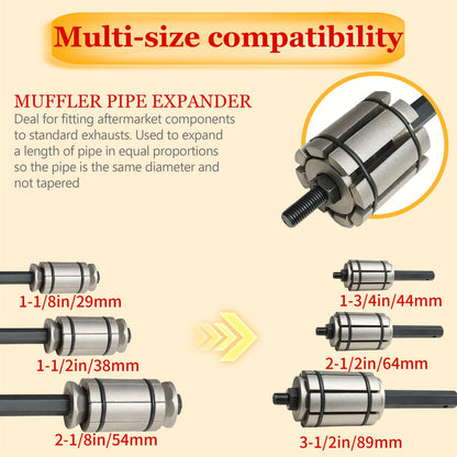 Exhaust Pipe Expander Set 3-Piece – Heavy-Duty Forged Carbon Steel Muffler & Exhaust System Repair Tool Non-Slip Grip for Car, Truck