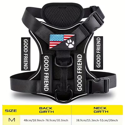 Service Dog Harness with 5 Patches – Reflective Adjustable Oxford Vest with Inner Mesh Layer, Service Dog ID System