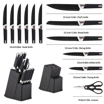 13-Piece Kitchen Knife Set with Block, Chef Bread Steak Knives Scissors Stainless Steel Colorful Cutlery Gift Set with Knife Holder