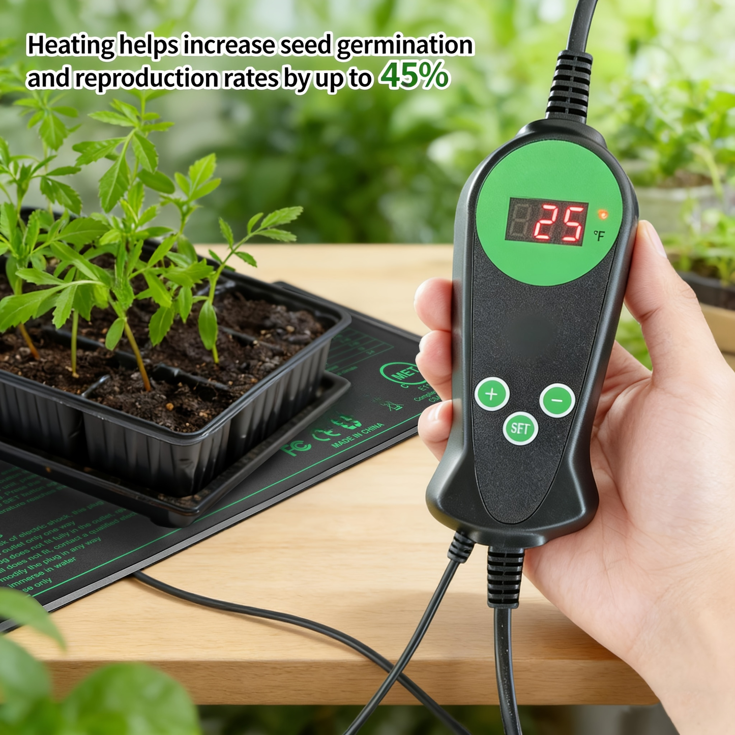 Seedling Heat Mat with Smart Thermostat Control, PVC Germination Heating Pad Accelerate Seed Sprouting Root Zone Warmth