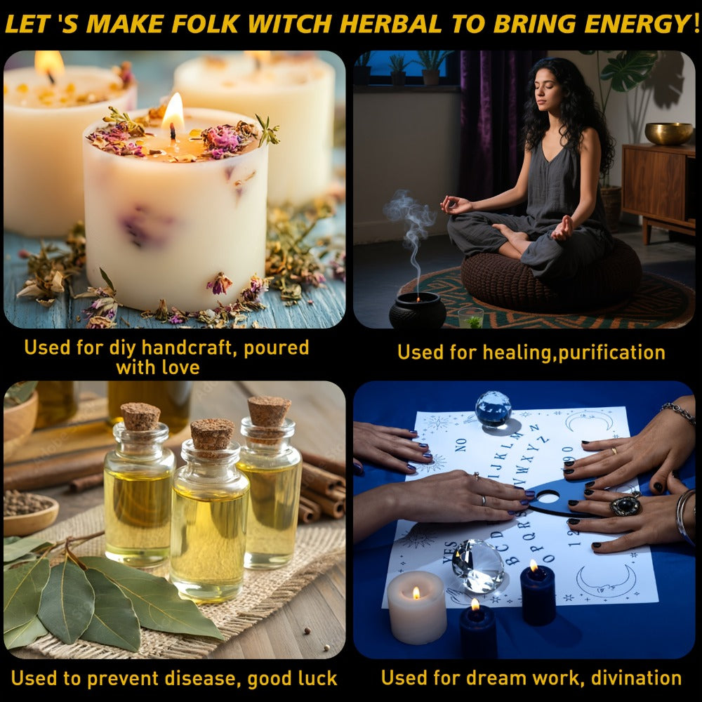 Witchcraft Supplies Herbs Kit 70 Pcs - Dried Flowers & Healing Herbs for Wicca Pagan Rituals, Magic Spell Casting