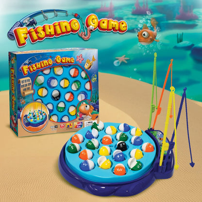 Kids Fishing Game with Rotating Board, 21 Fish & 4 Fishing Rods, Fast-Action Electronic Fishing Toy for Toddlers Ages 3+