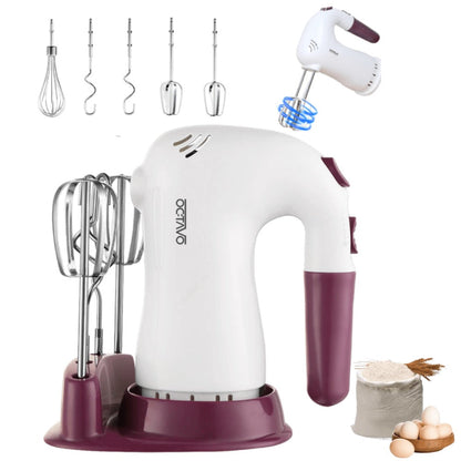 Hand Mixer Electric 400W with Storage Stand & 5-Speed Turbo Boost, 5 Stainless Steel Attachments for Baking Cream Cake Dough Cookie
