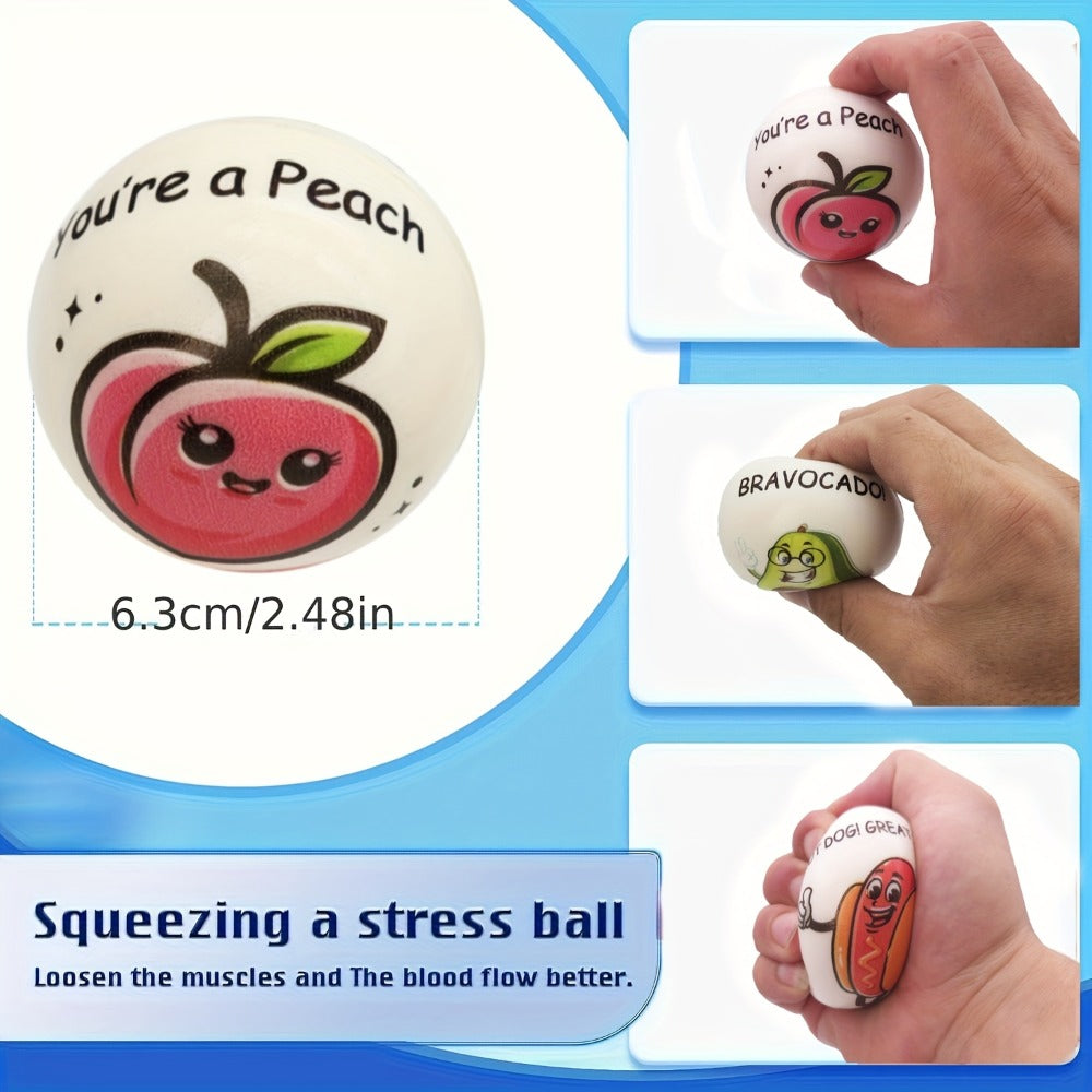 Motivational Animal Squeeze Stress Balls 24 Pack, 1.18 Inch TPU Sensory Balls with Inspirational Quotes