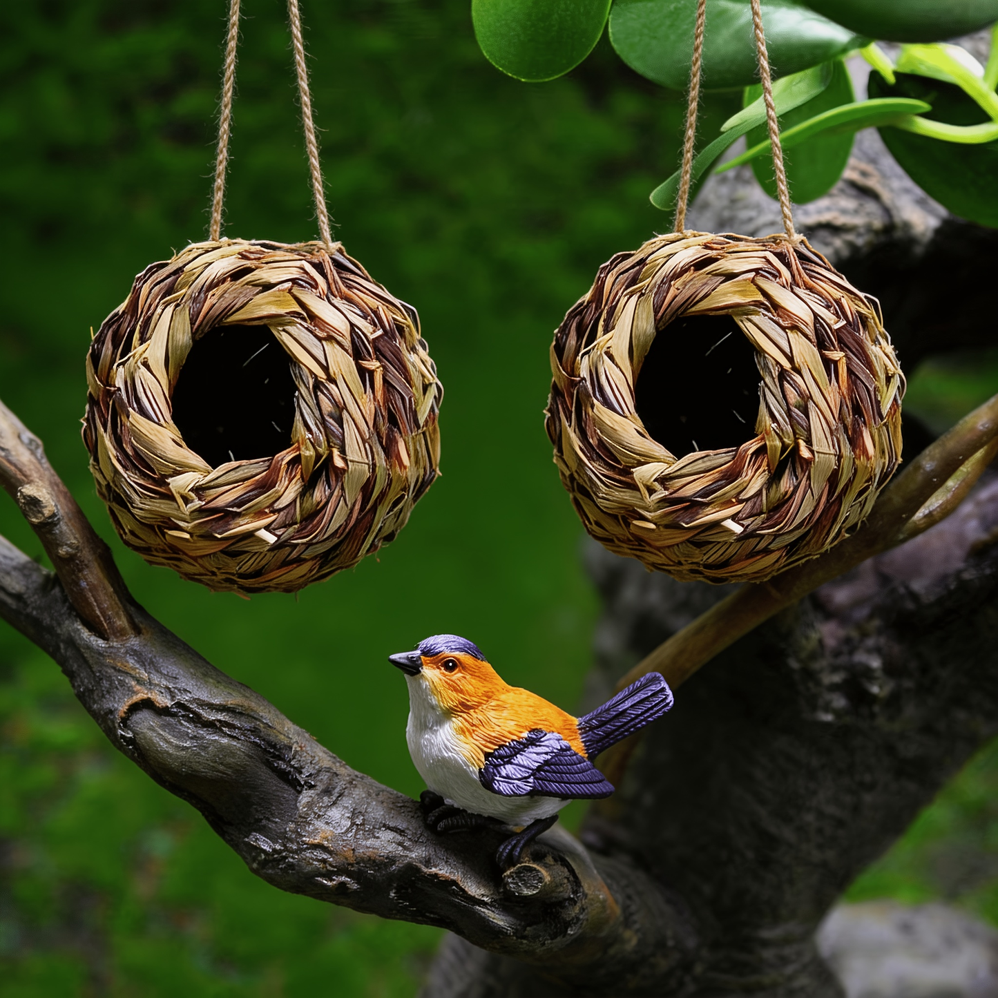 Hummingbird Nest House Handwoven Outdoor Garden Patio Bird Nest – Spherical Design Comfortable Nesting Shelter for Small Birds