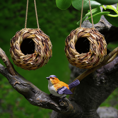 Hummingbird Nest House Handwoven Outdoor Garden Patio Bird Nest – Spherical Design Comfortable Nesting Shelter for Small Birds