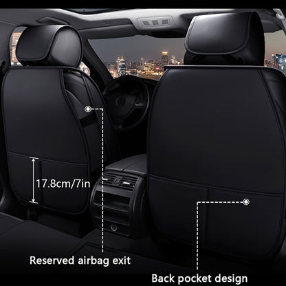 Car Seat Covers 5-Seat Faux Leather Set with Front Storage Pocket and Three Color Combinations