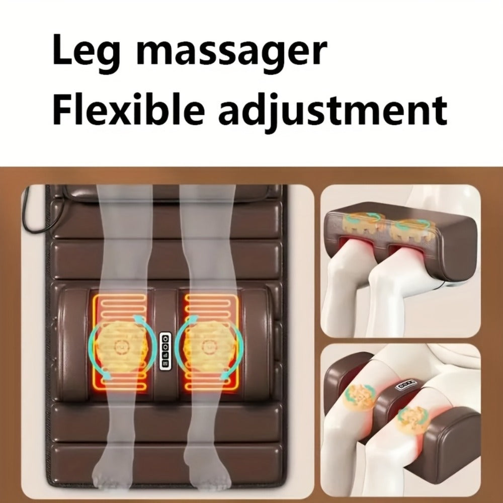 Full Body Heating Massager Set, PU Leather Massage Chair Pad with Neck Massager, Leg Massager, Lumbar Pillow & Headrest