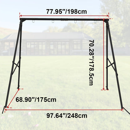 Heavy Duty Swing Set Frame – Full Steel A-Frame Outdoor Swing Stand with Ground Stakes, Supports 2 Swings & Up to 550 LBS