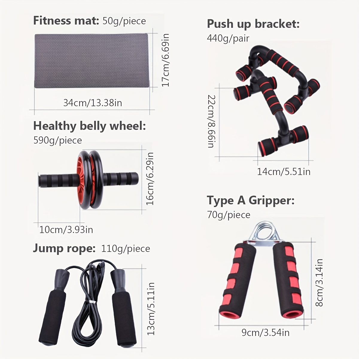 7-Piece Ab Workout Set – Push-Up Bars, Ab Wheel, Mini Mat, Resistance Band, Jump Rope & Hand Gripper – Core Training Kit for Men & Women