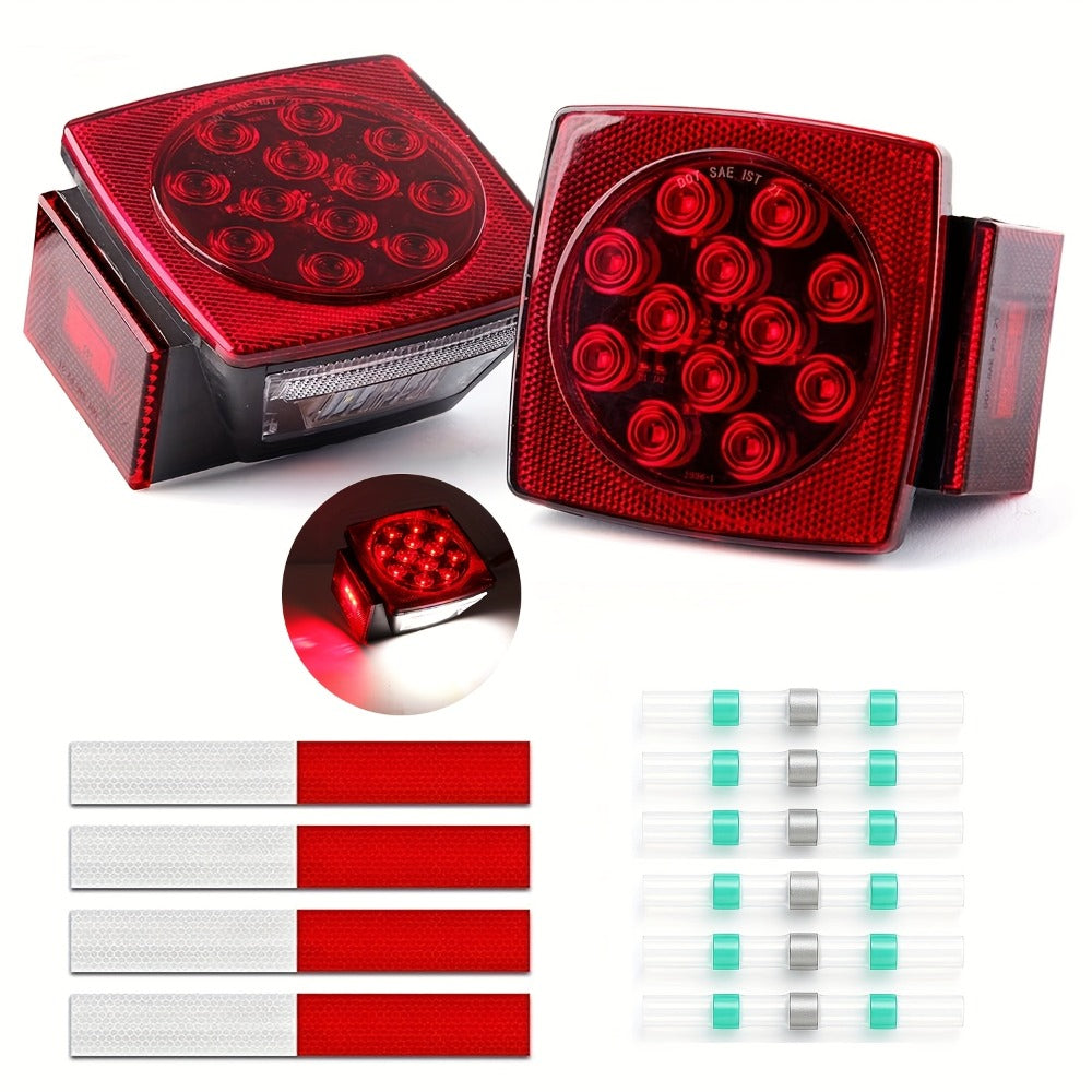 Trailer LED Light Kit 12V – Stop Turn Tail Brake License Plate & Side Marker Lights with Connectors for Trailers Under 80"