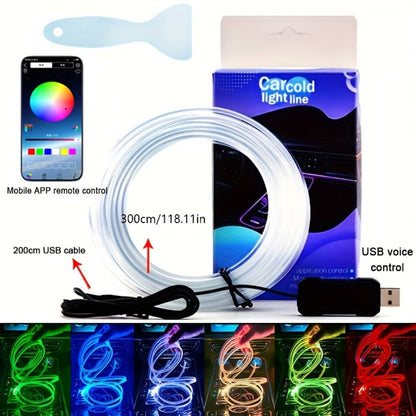 Car Interior Ambient Light Strip with Eight-Color App Control, Music-Responsive Modes and Two Checkout Configurations