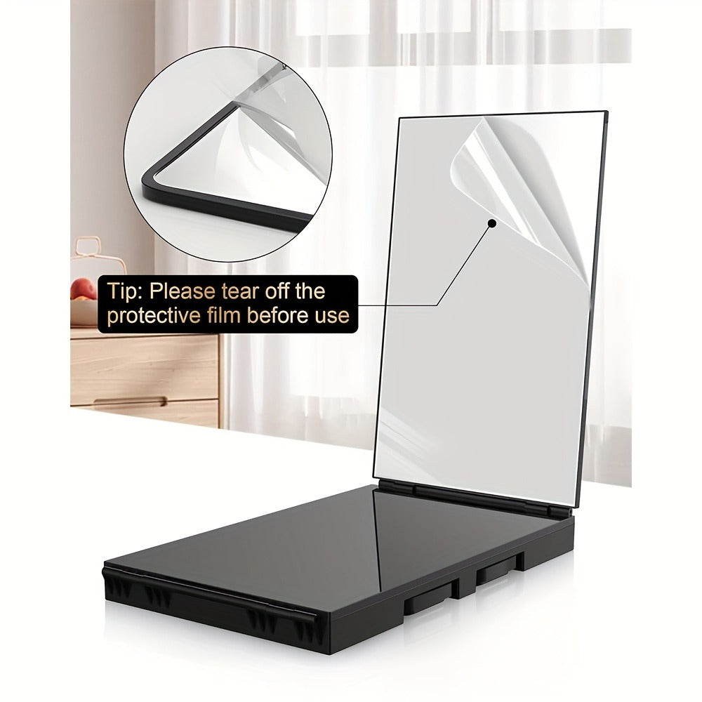 3-Way Self Haircut Mirror with LED Light & Accessories – 360° View Anti-Fog HD Glass, Height Adjustable Door Wall Table Mount