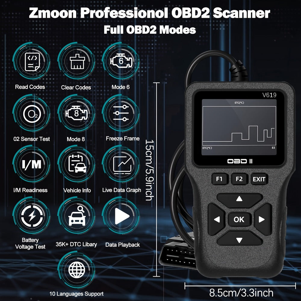 OBD2 Scanner Diagnostic Tool with 35, 901 DTC Library, Check Engine Code Reader, Live Data & Battery Test for 1996+ Cars