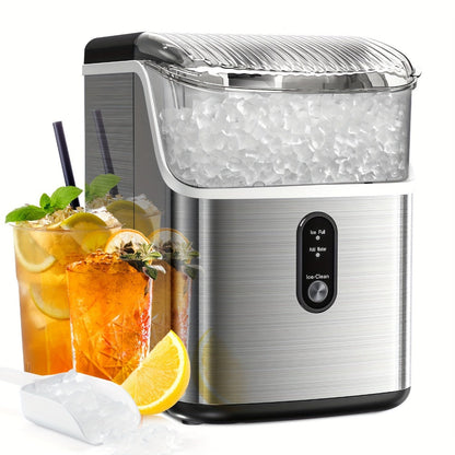 Countertop Nugget Ice Maker in 24hrs, Self-Cleaning Portable Ice Machine with Ice Scoop & Basket