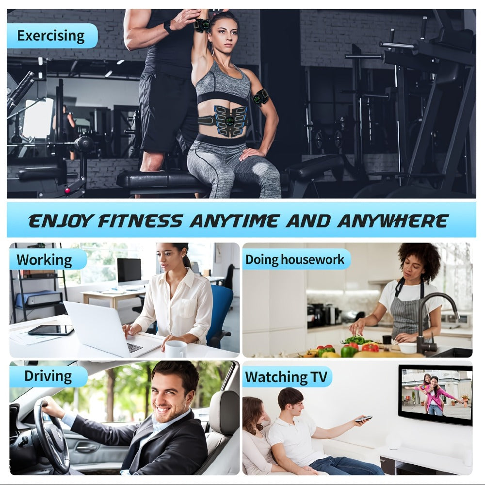 EMS Abs Stimulator Waist Belt Portable Abdominal Toner Electric Trainer Adjustable Modes for Entryways, Bedrooms and Living Spaces