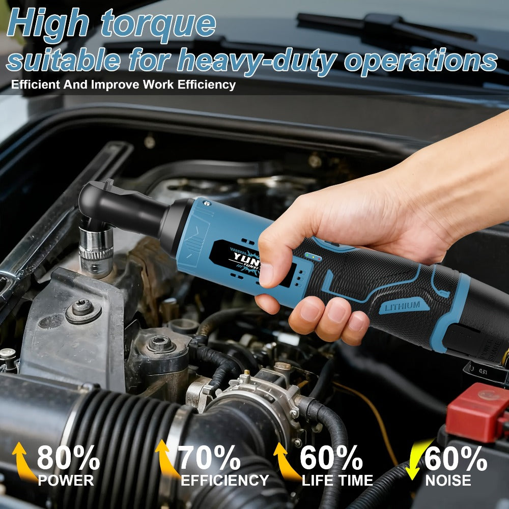 Power Tools YUNXI 12V Brushless Cordless Ratchet Wrench Kit with Batteries, Charger and Accessory Options