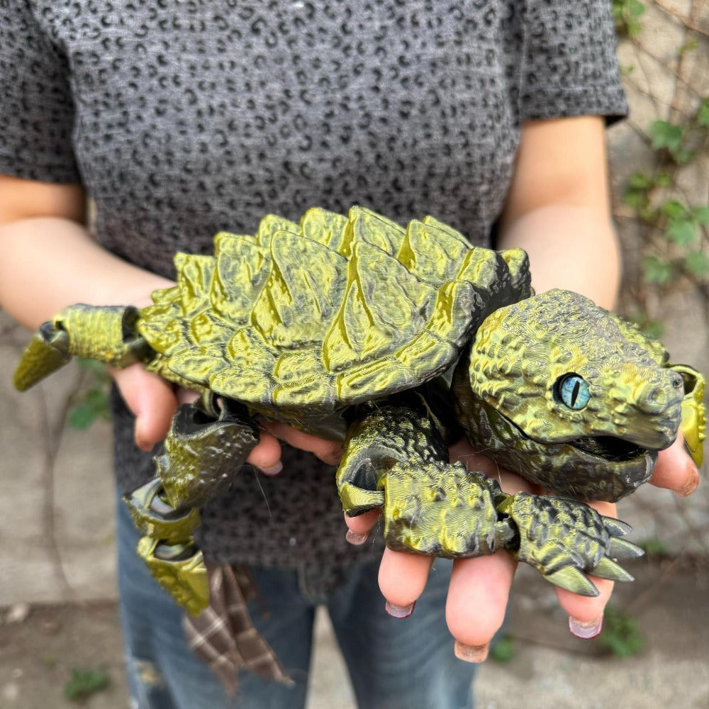 Articulated Crocodile & Turtle 3D Printed Figure, Large Flexible Movable Joints Poseable Animal Collectible