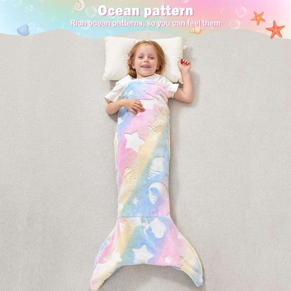 Mermaid Tail Sleeping Bag Blanket for Kids & Adults - Flannel 200GSM Anti-Kick Cozy Bed Cover