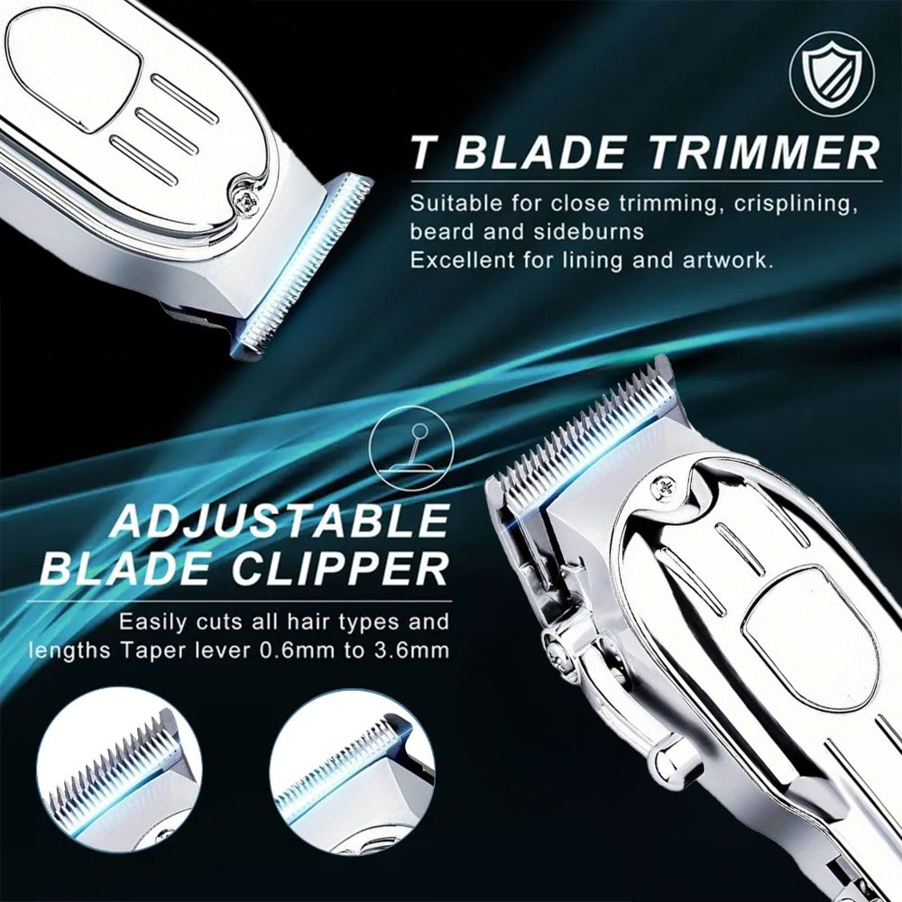 T-Blade Trimmer Set 2 or 3 Piece - USB Rechargeable Hair Clipper Beard Trimmer & Sideburns Shaver