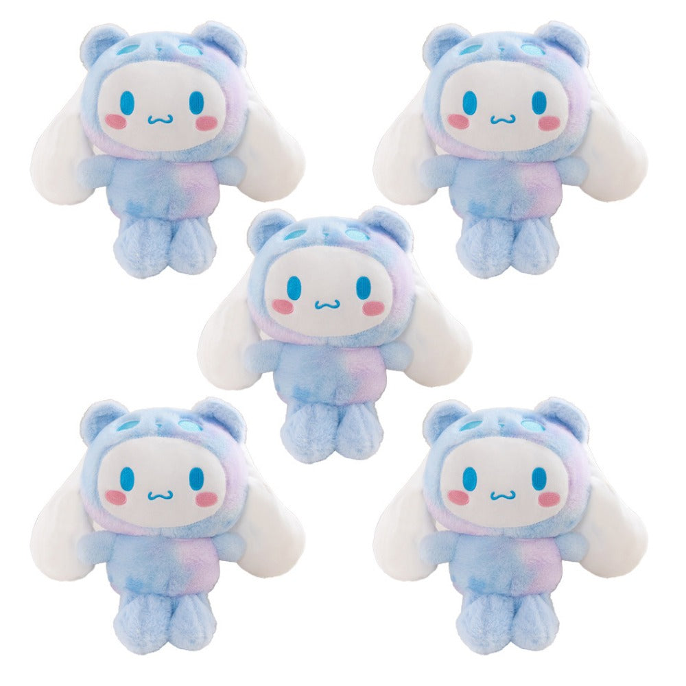 Sanrio Tie Dye Plush Set of 5, Kawaii Hello Kitty Kuromi My Melody Cinnamoroll Gudetama Stuffed Animals