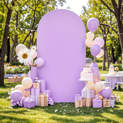 Wedding Arch Cover 6ft Polyester Fitted Round Top Backdrop Cover, Wrinkle-Free Machine Washable, for Wedding Ceremony Birthday Party Gender