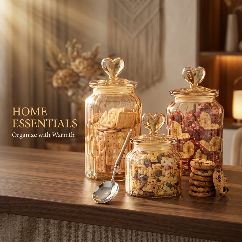 Airtight Glass Food Storage Jars with Clamp Lids 4-Set, 21.98oz & 47.34oz Clear Kitchen Canisters for Sugar