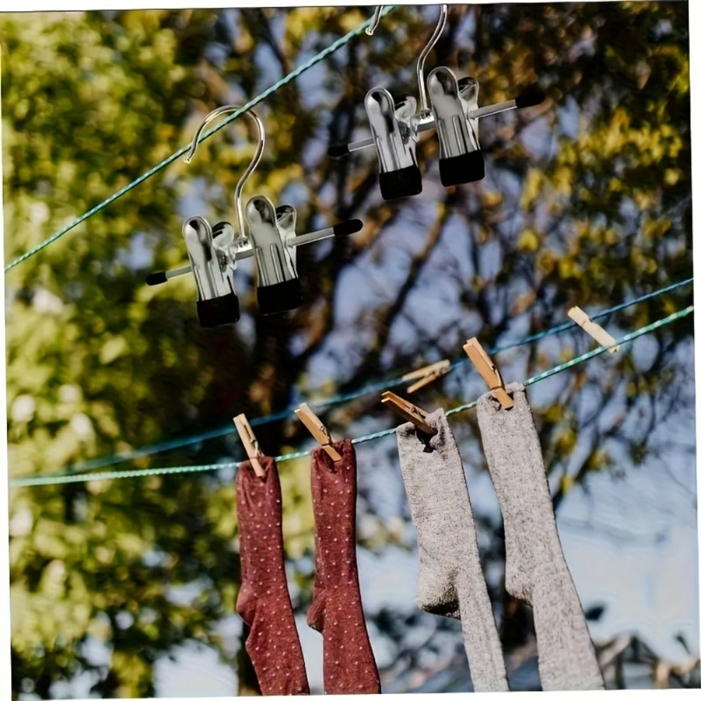 Metal Clamp Clothes Hangers, 10-Piece Set in White, Gray or Black with Twin Clips for Pants, Skirts or Boots
