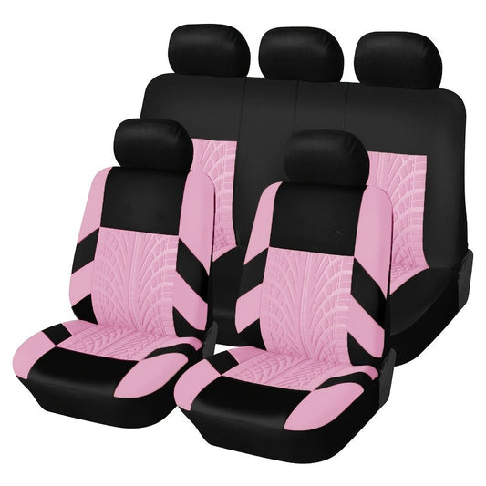 Car Seat Covers 5-Seat Tire-Track Full-Enclosure Design in Breathable Polyester and Eighteen Colors