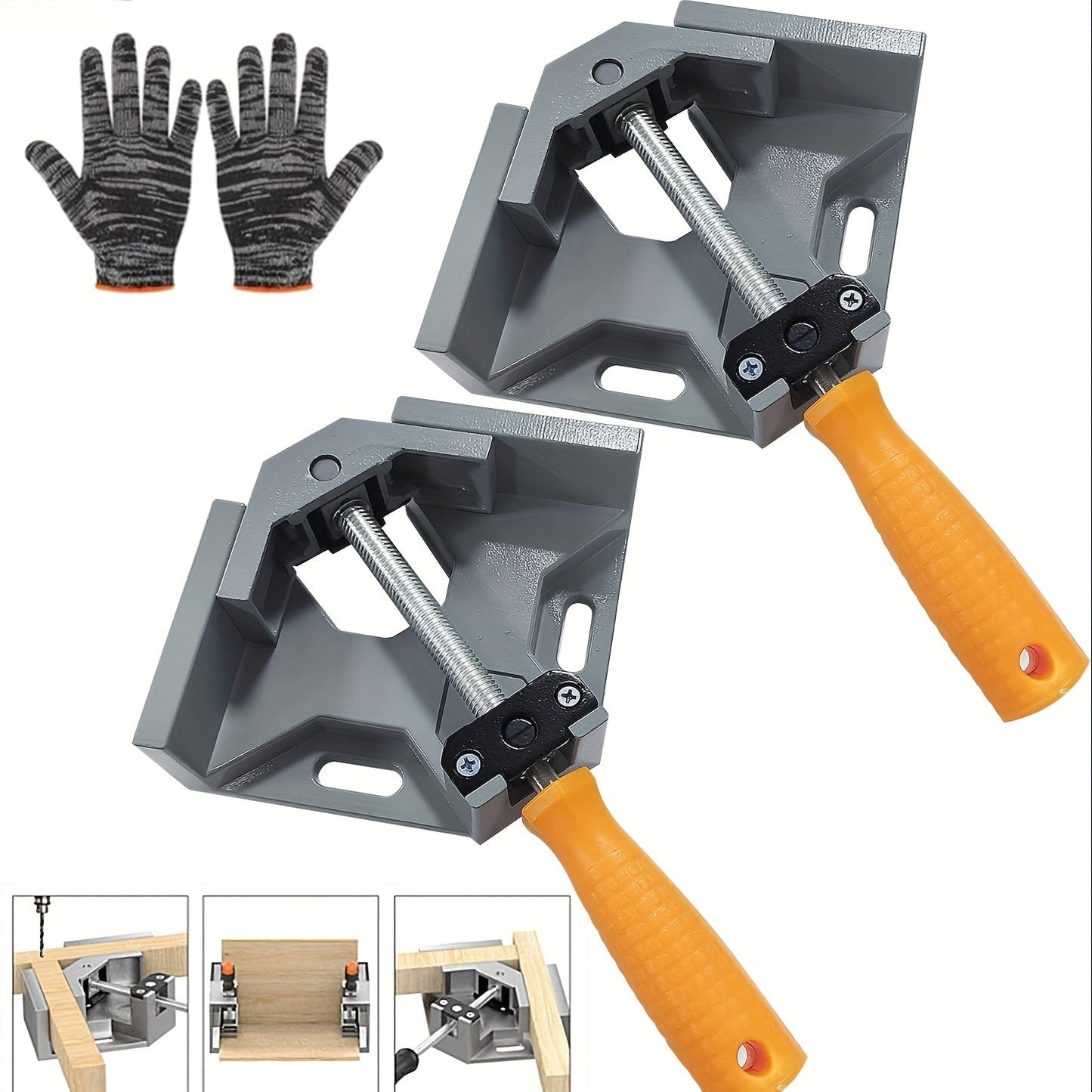 Right Angle Woodworking Clamp Set 2 & 4-Piece, Adjustable Aluminum Alloy Swing Jaw, 90-Degree Corner Clamps for Welding