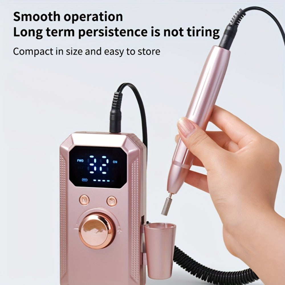 Electric Nail Drill Rechargeable Kit with Display, 11 Grinding Heads, 20 Sanding Rings and Three Colors