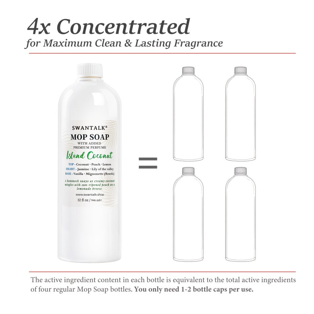 Concentrated Floor Cleaner 4X Formula 32 fl oz, SWANTALK Mop Soap Multi-Surface Streak-Free Floor Wash