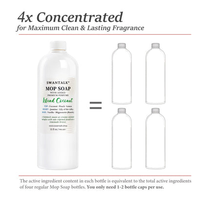 Concentrated Floor Cleaner 4X Formula 32 fl oz, SWANTALK Mop Soap Multi-Surface Streak-Free Floor Wash
