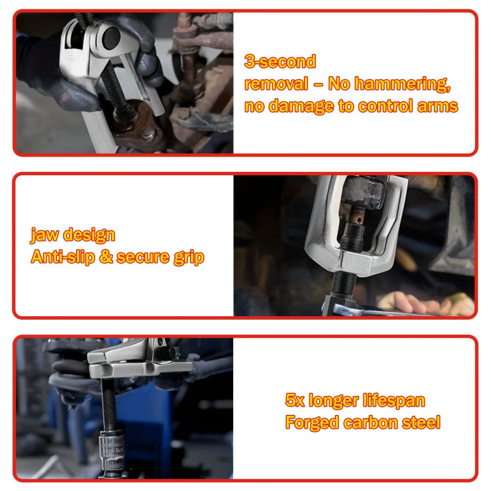 Five-Piece Ball Joint Separator and Puller Tool Set with Red Carry Case and Five Distinct Tool Profiles