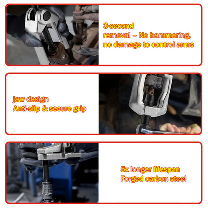 Five-Piece Ball Joint Separator and Puller Tool Set with Red Carry Case and Five Distinct Tool Profiles