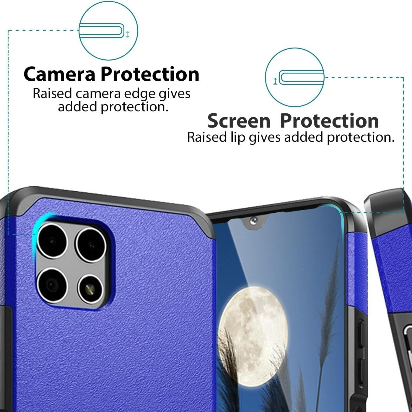 Phone Case Dual-Layer PC and TPU Cover for T-Mobile Revvl 7 5G in Red, Purple, Pink, Black, Gray or Blue