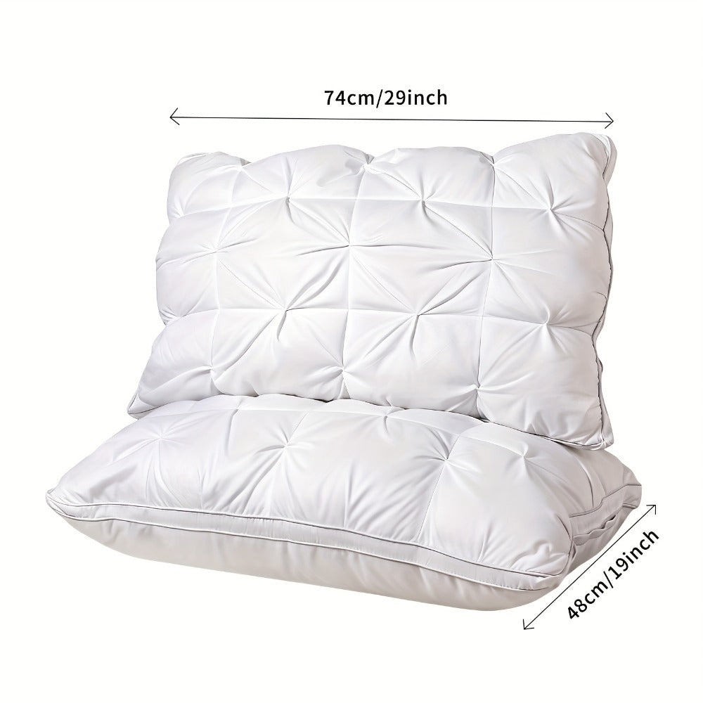 Bed Pillow Set of 2 with Quilted Woven Covers, Zippered Loft Access and Five Color Options