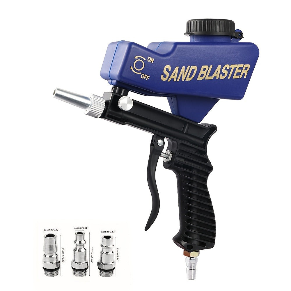 Sandblasting Gun 90PSI Portable Adjustable Flow 7.0cfm 6.5mm Nozzle Gravity Spray Tool for Entryways, Bedrooms and Living Spaces