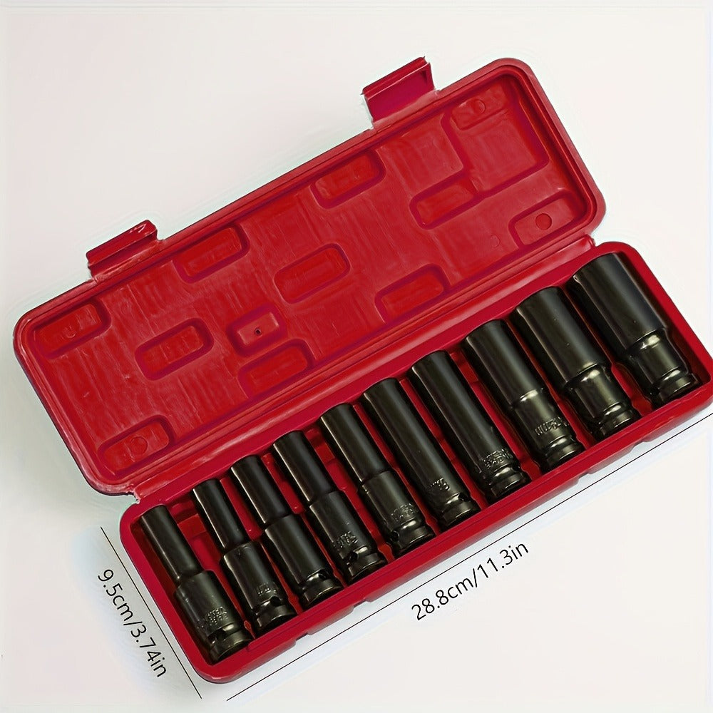 1/2 Inch Deep Impact Socket Set – Chrome Vanadium Steel for Tire Removal, Mechanical Repairs & Car Maintenance | Compatible with Electric